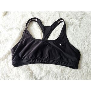 Nike black racerback unpadded stretchy sports bra size large